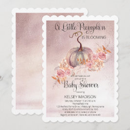 Ein kleiner Kürbis blüht die rosa Babydusche Einladung