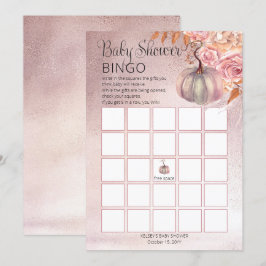 Ein kleiner Kürbis blüht Pink Baby Bingo Card Einladung