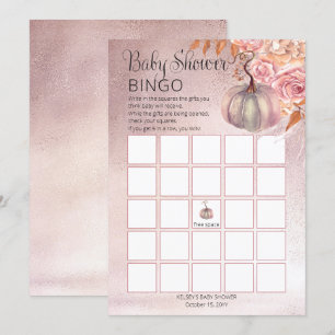 Ein kleiner Kürbis blüht Pink Baby Bingo Card Einladung