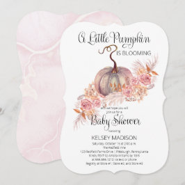 Ein kleiner Kürbis blüht Pink Baby Dusche Invi Einladung