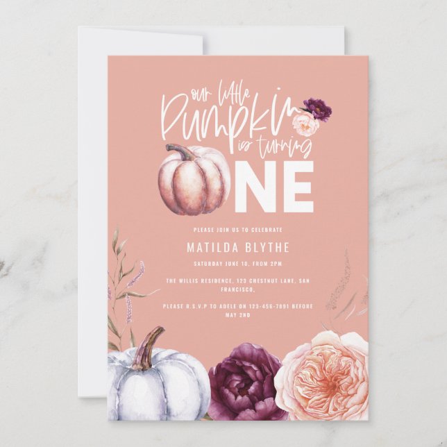 Ein kleiner Kürbis, blumengeschmückt im Herbst 1. (Vorderseite)