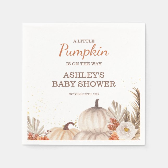 Ein kleiner Kürbis, Boho-Baby-Shower im Herbst Serviette (Vorderseite)