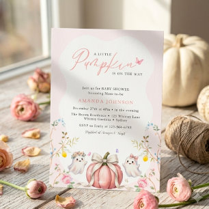 Ein kleiner Kürbis Boo Niedliche rosa Babyparty  Einladung