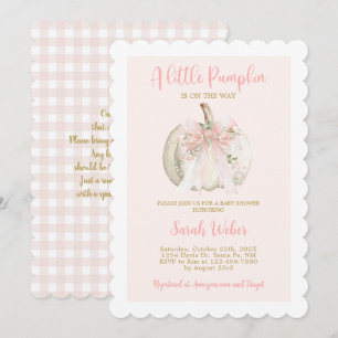 Ein kleiner Kürbis-Gingham-Herbst-Babyshower für M Einladung