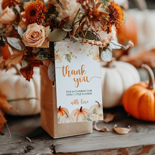 Ein kleiner Kürbis Herbst Baby Shower Geschenkanhänger