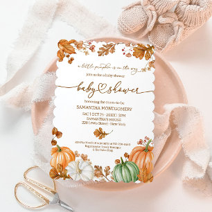 Ein kleiner Kürbis Herbst Baby Shower Herbstlaub Einladung