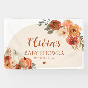 Ein kleiner Kürbis Herbst-Blumen-Baby-Party Banner