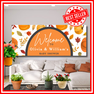 Ein kleiner Kürbis Herbst Floral Baby Shower Banner