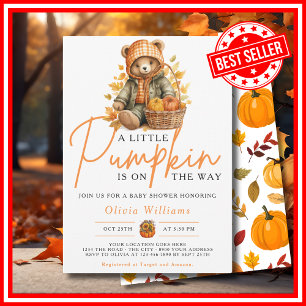 Ein kleiner Kürbis Herbst Herbst CUTE BEAR Babypar Einladung