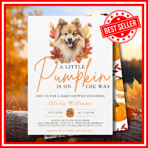 Ein kleiner Kürbis Herbst Herbst DOG Baby Shower Einladung