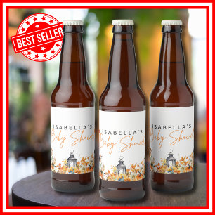 Ein kleiner Kürbis Herbst Herbst Floral Baby Showe Bierflaschenetikett
