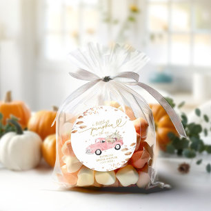 Ein Kleiner Kürbis Ist Auf Dem Weg Baby Shower Runder Aufkleber