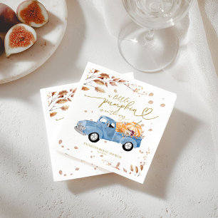 Ein kleiner Kürbis ist auf dem Weg Baby Shower Serviette