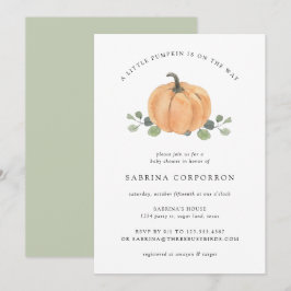 Ein kleiner Kürbis ist auf dem Weg Fall Wasserfarb Einladung