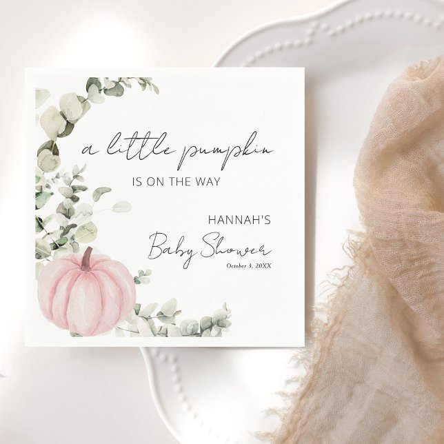 Ein kleiner Kürbis ist auf dem Weg Pink Baby Dusch Serviette (Von Creator hochgeladen)
