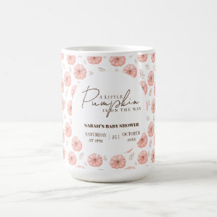 Ein kleiner Kürbis ist auf dem Weg zur Babydusche Kaffeetasse