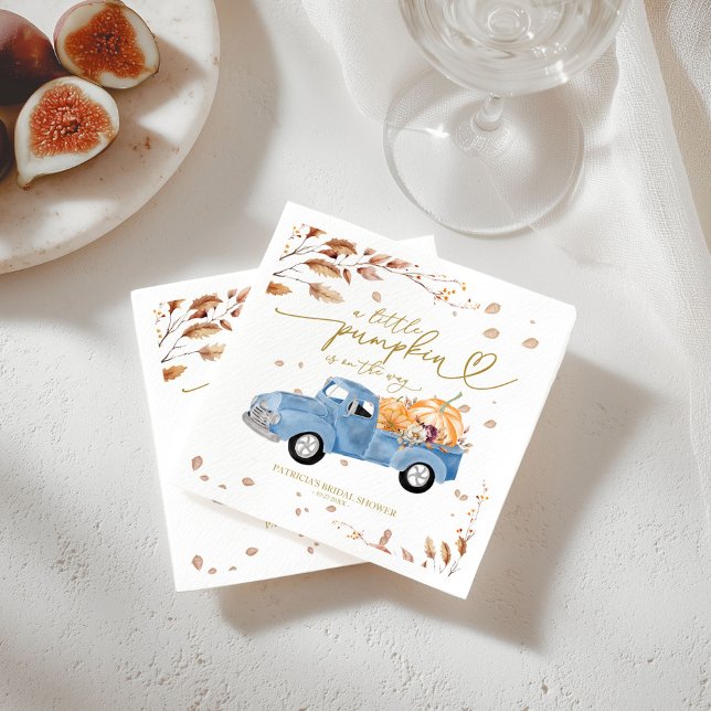 Ein kleiner Kürbis ist auf dem Weg zur Babydusche Serviette (Von Creator hochgeladen)