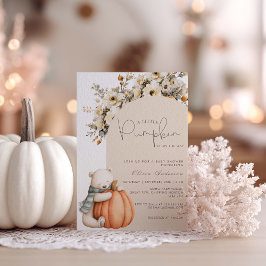 Ein kleiner Kürbis ist auf dem Weg zur Herbstdusch Einladung