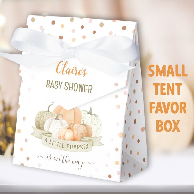 Ein kleiner Kürbis ist auf dem Weg zur Kinderdusch Geschenkschachtel (Dotted Pumpkin favor box - You can choose from 2 sizes of these tent favor boxes)