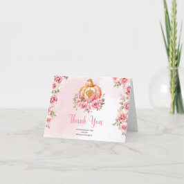 Ein kleiner Kürbis ist auf dem Weg zwischen Rosa u Dankeskarte