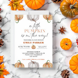 Ein kleiner Kürbis ist auf der Way Baby Dusche Einladung