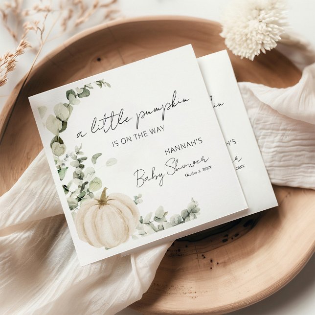 Ein kleiner Kürbis ist auf der Way Baby Dusche Serviette (Von Creator hochgeladen)