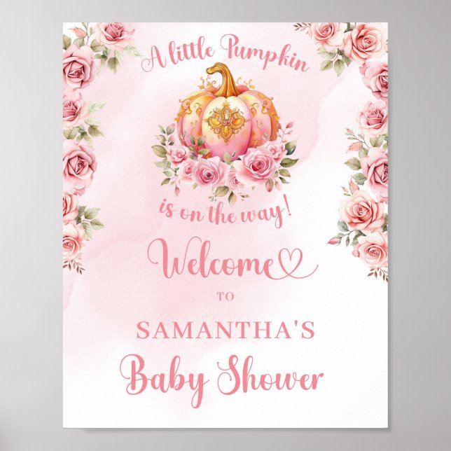 Ein kleiner Kürbis ist unterwegs auf dem rosa und  Poster (Vorne)
