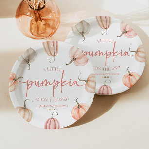 Ein kleiner Kürbis ist unterwegs! Babyparty Pappteller