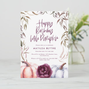 Ein kleiner Kürbis lila Blumenfall Geburtstag