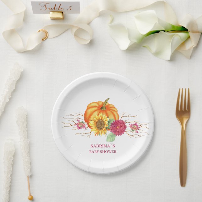 Ein kleiner Kürbisbaby-Duschpapier-Teller Pappteller (Hochzeit)