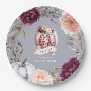 Ein kleiner Kürbisblumenfall 1. Geburtstag Party Pappteller