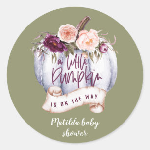 Ein kleiner Kürbisfall Baby Dusche Gastgeschenk Runder Aufkleber