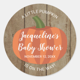 Ein kleiner Kürbisherbst Rustikale Babydusche Runder Aufkleber