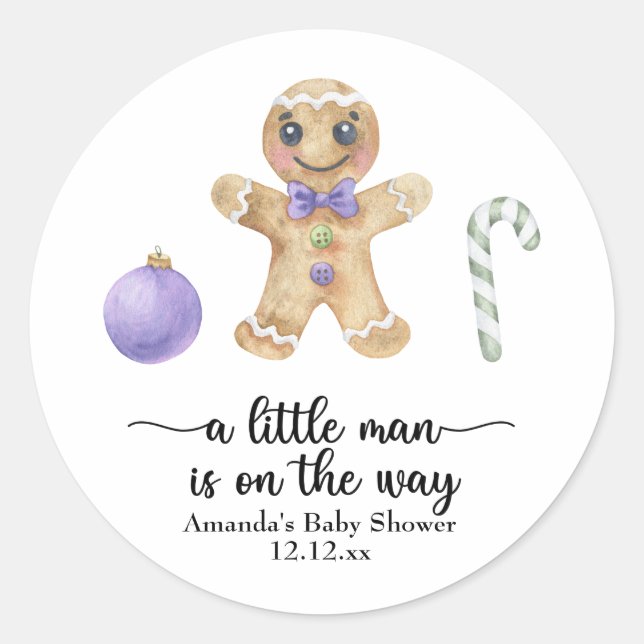 Ein kleiner Mann ist unterwegs! Weihnachtskekse Runder Aufkleber (Vorderseite)