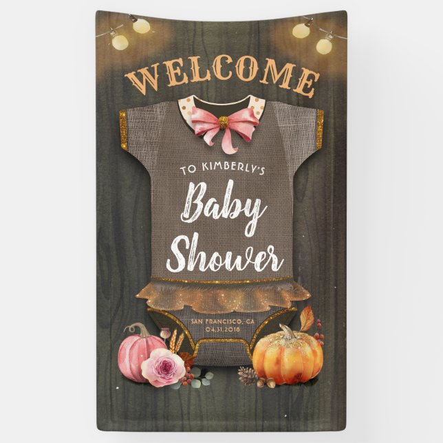 Ein kleiner Pumpkin | Babydusche | Baby Girl Banner (Vertikal)