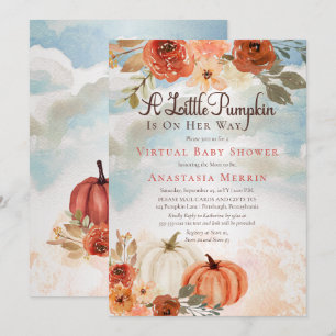 Ein kleiner Pumpkin Floral Girl Virtual Baby Dus Einladung