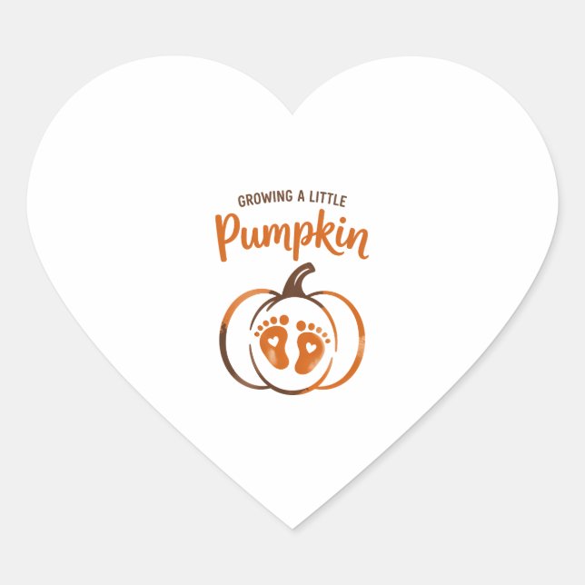 Ein kleiner Pumpkin-Funny Fall wachsen Herz-Aufkleber (Vorderseite)