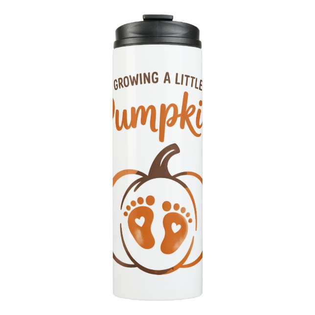 Ein kleiner Pumpkin-Funny Fall wachsen Thermosbecher (Vorderseite)