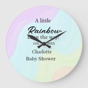 Ein kleiner Regenbogen ist auf dem Weg Baby Shower Große Wanduhr