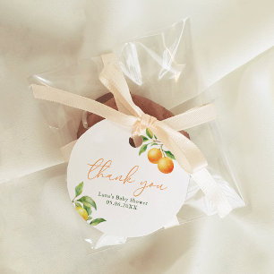 Ein kleiner Schatz ist unterwegs Orange Babyparty Geschenkanhänger