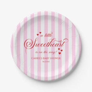 Ein kleiner Schatz Rosa Rote Herzen Babyparty Pappteller