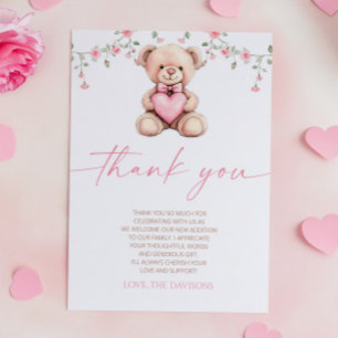 Ein kleiner Schatz rosa Teddybär Baby Shower Dankeskarte