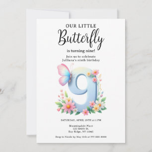 Ein kleiner Schmetterling, 9. Geburtstag, Niedlich Einladung