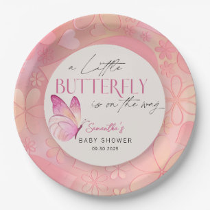 Ein kleiner Schmetterling ist auf dem Weg Baby Dus Pappteller