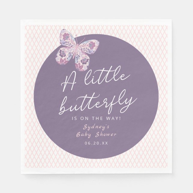 Ein kleiner Schmetterling ist auf dem Weg Baby Dus Serviette (Vorderseite)