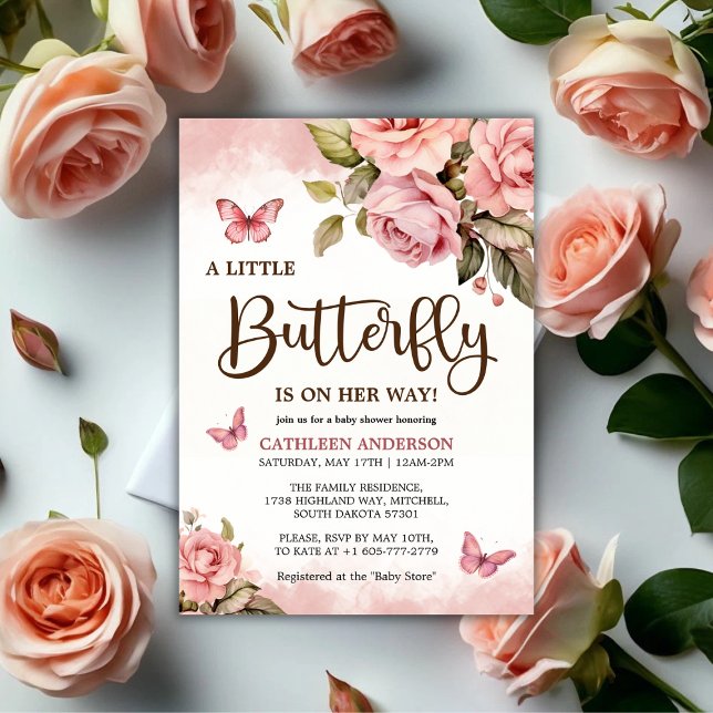 Ein kleiner Schmetterling ist auf dem Weg zur Baby Einladung (A Little Butterfly Is On Her Way Baby Shower Invitation)
