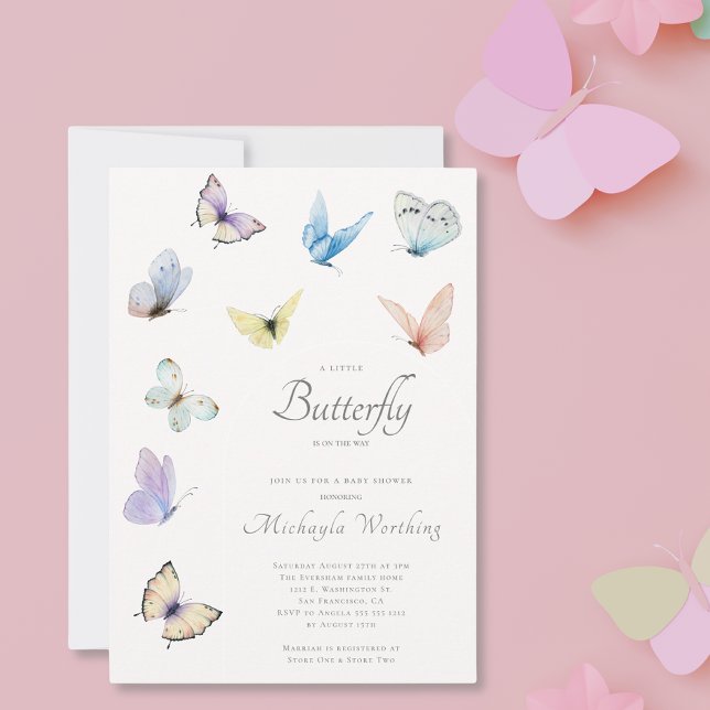 Ein kleiner Schmetterling ist auf dem Weg zur Baby Einladung (Von Creator hochgeladen)