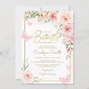 Ein kleiner Schmetterling ist auf dem Weg zur Baby Einladung