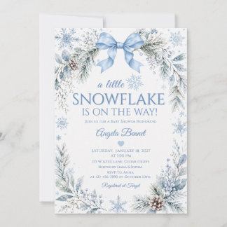 Ein kleiner Schneeflocke Dusty Blue Winter-Baby-Ei Einladung