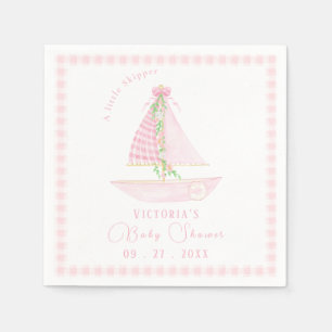 Ein kleiner Skipper Pink Kariert moderne Babydusch Serviette
